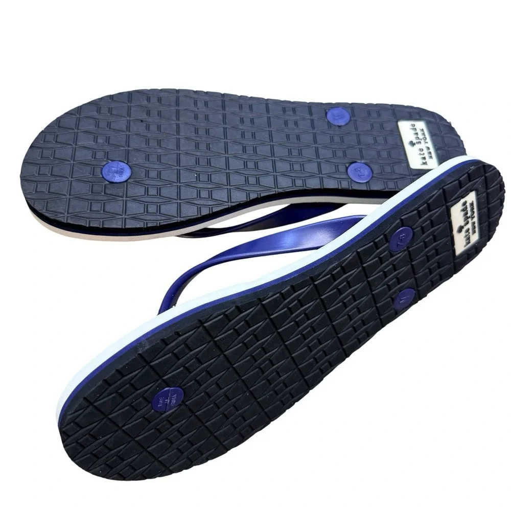 Kate Spade New York Women's Flip Flops Size 7 Blue Printed Thong Sandals